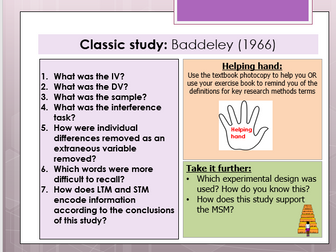 Classic study: Baddeley (1966) worksheet