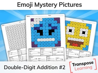 Emoji Double Digit Addition Mystery Pictures (Pt 2)