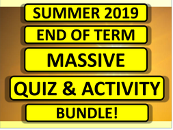 2019 End of Summer Term Fun Activity Pack Bundle for Form Time Registration Cover Lesson