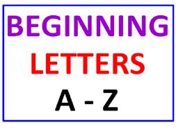 Beginning Letters A - Z (Seven worksheets)