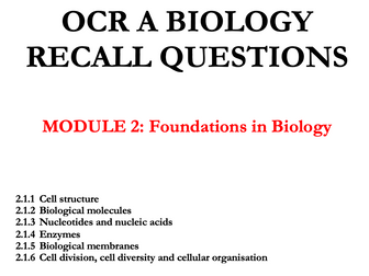 OCR A-Level Biology Recall Questions Module 2
