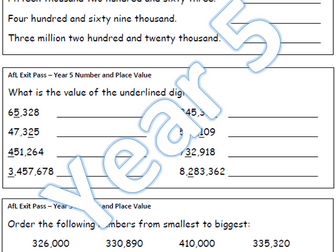Year 5 Maths AfL Exit Passes