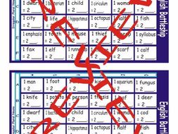 Irregular Plural Nouns Battleship Board Game