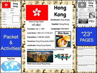 HONG KONG History & Geography, Travel The World Worksheet