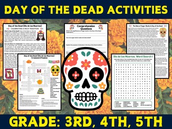 Day of the Dead Activities Puzzles 3rd, 4th, 5th Grade: Sub Plan Independent Work