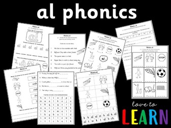 al Phonics Worksheets, including al wordsearch