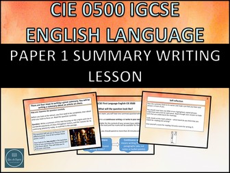 Cambridge IGCSE 0500 - Summary Writing (Paper 1 Question 1f)