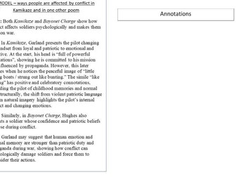 GCSE Power & Conflict Poetry Comparison Booklet
