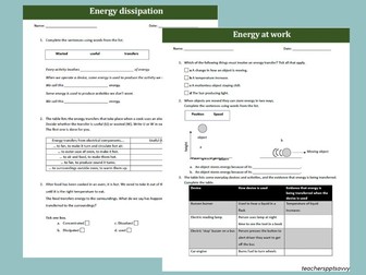 Year 6-7 Energy (Worksheet)