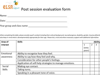 ELSA post sessions evaluation form
