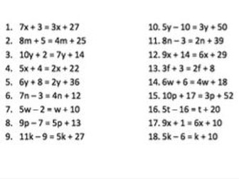 Solving Equations Lesson Series