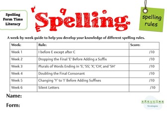 Whole School Literacy Resource - Spelling Rules Year 7 Booklet and Answer PPT