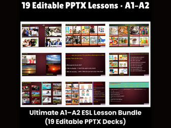 Complete A1–A2 ESL Curriculum (Units 1–16) — 19 Editable Lesson Decks
