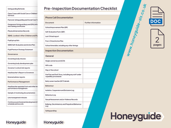 Ofsted Pre-Inspection Documentation Checklist