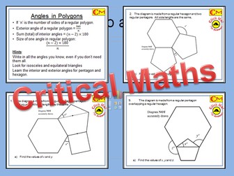 Exam Questions 9-1 Angles in Polygons