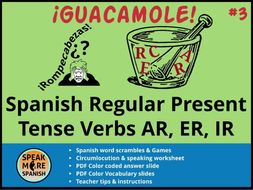 Spanish Puzzles & Games * Regular Present Tense Verbs *Verbos regulares en el presente en español