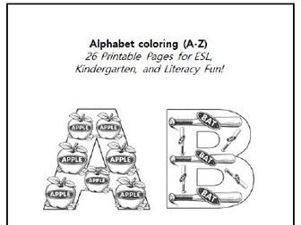 Alphabet Coloring Pages A–Z for ESL & Kindergarten
