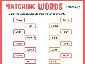 10 Word Search Puzzles & 4 Matching Words Games for Spanish Vocabulary Mastery