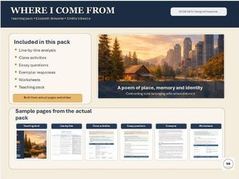 Where I come from - Elizabeth Brewster - Teaching Pack | PPT, Worksheets, Essay Questions