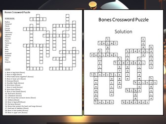 Bones Crossword Puzzle Worksheet Activity