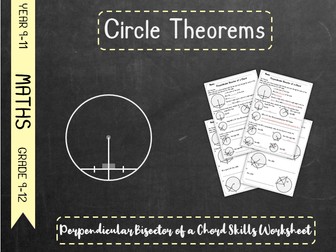 Circle Theorems - Perpendicular Bisector of a Chord Skills Worksheet