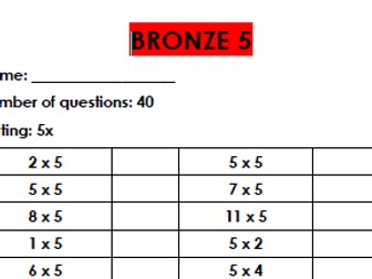 Times Tables Challenges & Tracker