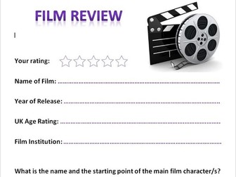 Film Studies Movie Review Worksheet Media