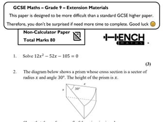 GCSE Maths - Practice Papers - Grade 9 Extension & Challenge