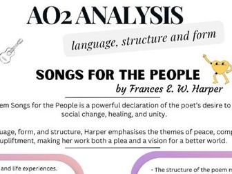 Songs for the People by Frances, E. W. Harper - AO2 knowledge orgnaniser