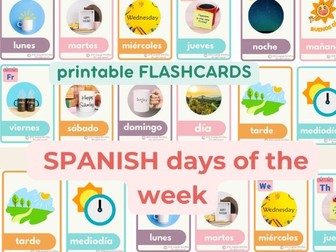 SPANISH Days of the week flashcards | Educational Printable flashcards | Preschool, Kindergarten