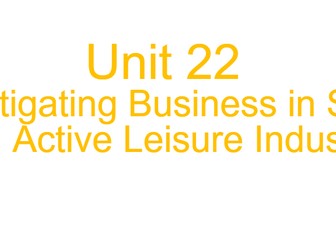 BTEC Pearson Level 3 - Unit 22 - Provisions of sports facilities, programmes and services