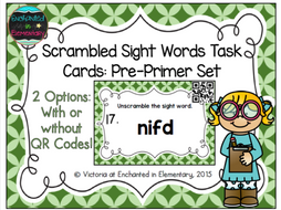 Scrambled Sight Words Task Cards: Pre-Primer Set