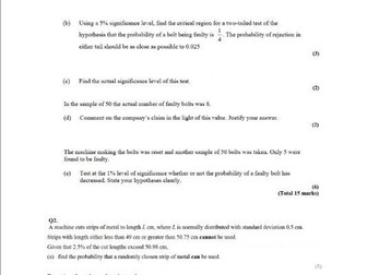 Hypothesis Testing Revision Questions