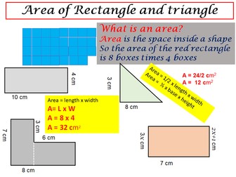 Area of rectangles, triangles and compound shapes