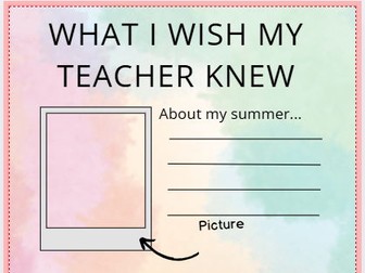 What I Wish My Teacher Knew