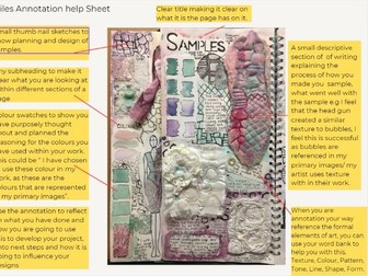 Creative Textiles Annotation help sheet