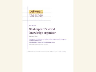 Shakespeare's world knowledge organiser for KS3