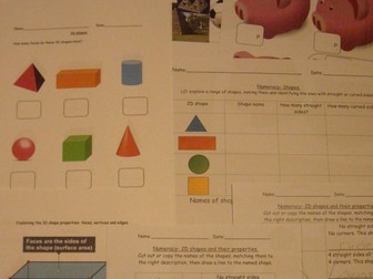 Maths- shape, money, numeracy dice games, patterns, big and small