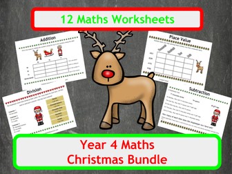 Christmas Maths Worksheets - Year 4