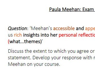 Paula Meehan:  Exam Question and Planning