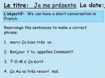 Introductions, greetings, alphabet and asking how people are Y7 French 1 lesson