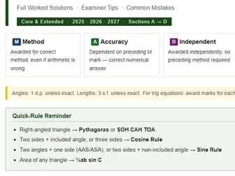 Cambridge IGCSE Maths 0580 | Topic 6: Trigonometry | Full Worked Solutions