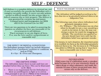 General Defences, A Level Law