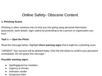Online Safety- Obscene Content