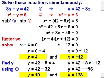 Solve Simultaneous Equations Algebraically