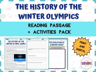 Winter Olympics History READING COMPREHENSION ACTIVITIES | Bobsleigh Curling Ski | Winter Sports