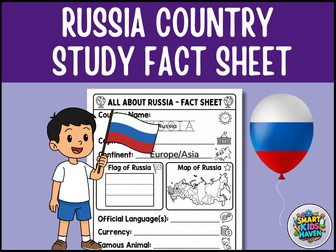 Russia Map and Flag Country Study Research Project Worksheet Geography Activity.