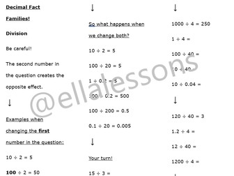 Decimal Fact Families - Multiplication / Division - UKS2 / KS3 - @ellalessons
