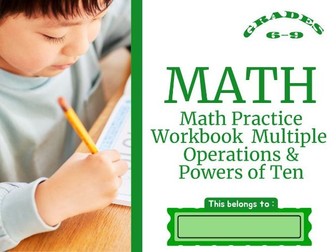 Math Practice Workbook – Multiple Operations & Powers of Ten