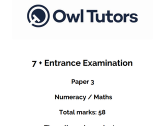 7 plus maths paper